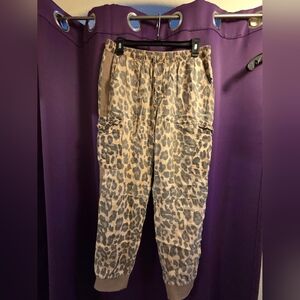 Vintage Havana Leopard Cargo Joggers - Taupe, Gray & Brown